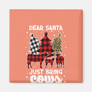 Dear Santa Just Bring Cows Christmas Buffalo Plaid Magnet