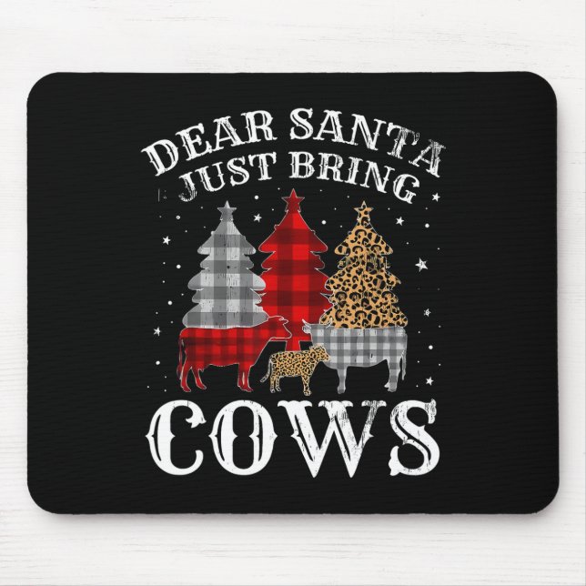Dear Santa Just Bring Cows Christmas Buffalo Plaid Mouse Pad (Front)