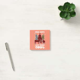 Dear Santa Just Bring Cows Christmas Buffalo Plaid Post-it Notes