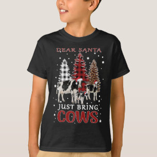 Dear Santa Just Bring Cows Christmas Buffalo Plaid T-Shirt