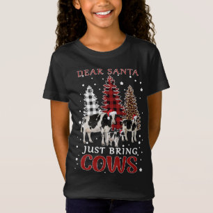 Dear Santa Just Bring Cows Christmas Buffalo Plaid T-Shirt