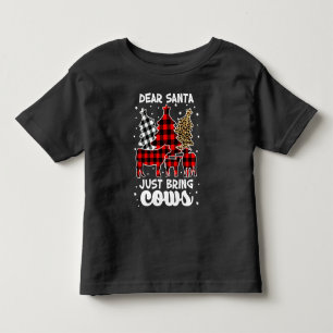 Dear Santa Just Bring Cows Christmas Buffalo Plaid Toddler T-Shirt