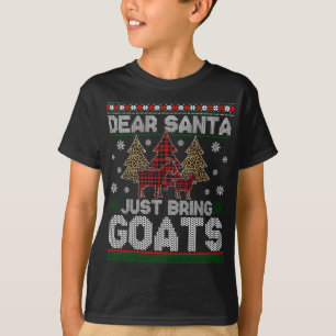 Dear Santa Just Bring Goats Christmas Tree Red Pla T-Shirt