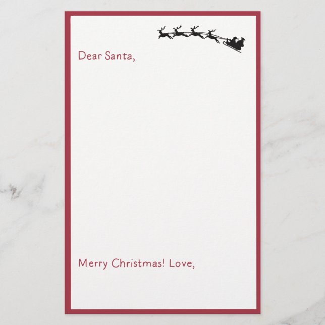 Dear Santa - Kids Letter To Santa Unlined (Front)