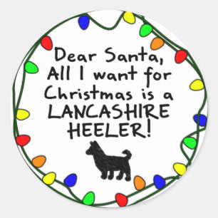 Dear Santa Lancashire Heeler Classic Round Sticker