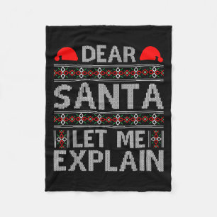 Dear Santa Let Me Explain Funny Christmas Quotes  Fleece Blanket