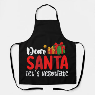 Dear Santa Let's Negotiate Family Christmas Holida Apron