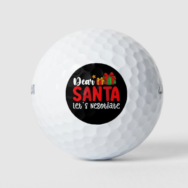 Dear Santa Let's Negotiate Family Christmas Holida Golf Balls (Front)