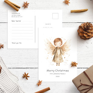 Dear Santa Letter Beige Boho Baby Angel Postcard