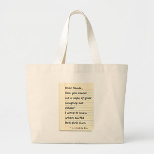 DEAR SANTA LETTER from a naughty boy Large Tote Bag