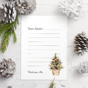 Dear Santa Letter Merry Christmas Tree Holiday Card