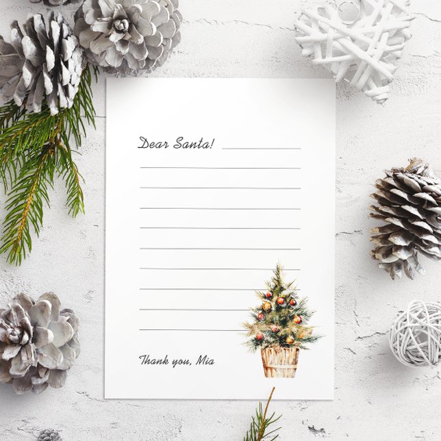 Dear Santa Letter Merry Christmas Tree Holiday Card (Creator Uploaded)