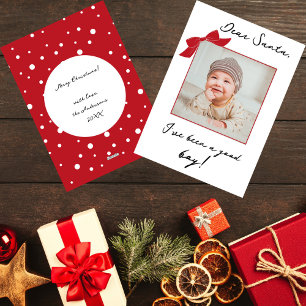 Dear Santa Modern Christmas Custom Baby Photo Holiday Card