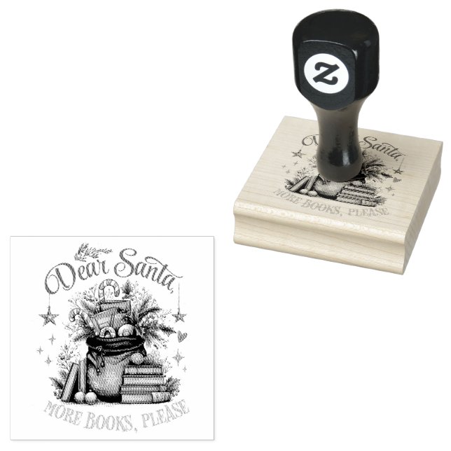 Dear Santa, More Books Please  Rubber Stamp (Stamped)