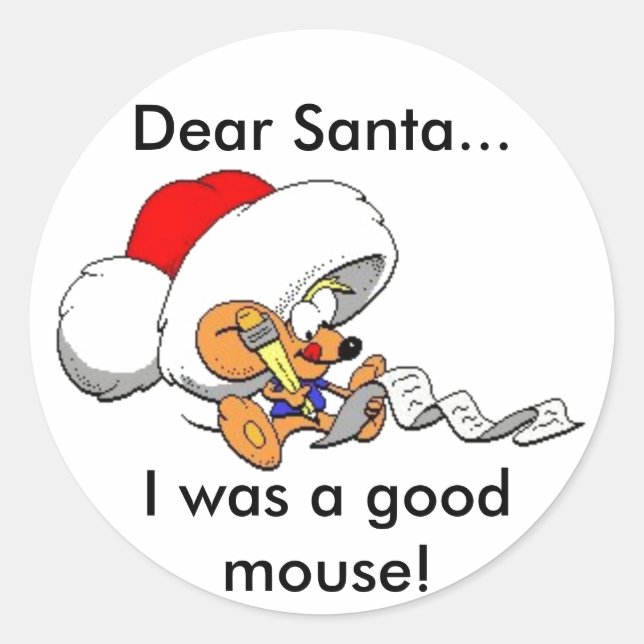 Dear Santa Mouse Classic Round Sticker (Front)