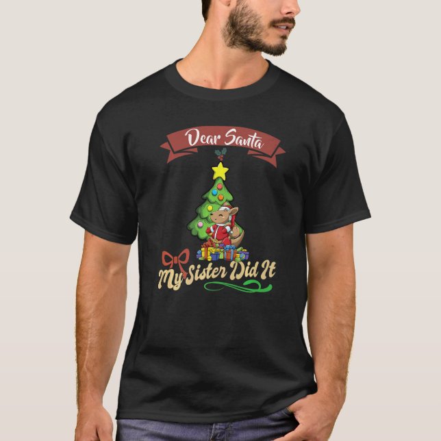 Dear Santa My Sister Did It Siblings Christmas Pre T-Shirt (Front)