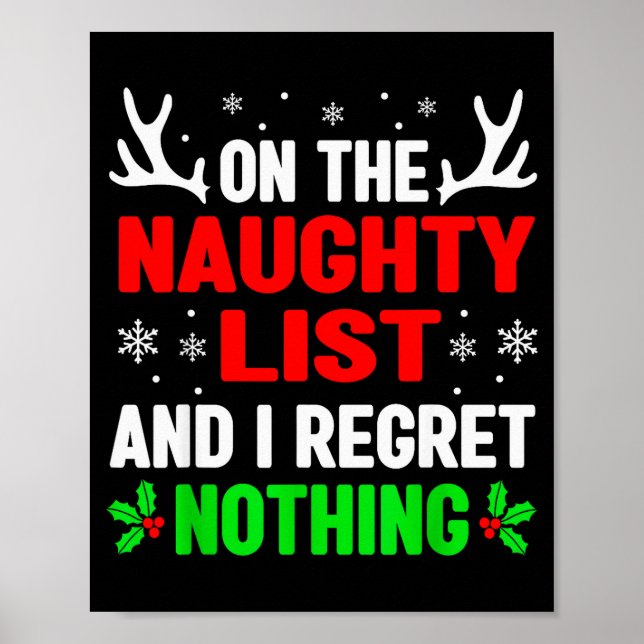 Dear Santa On Naughty List Funny Christmas Mens Wo Poster (Front)