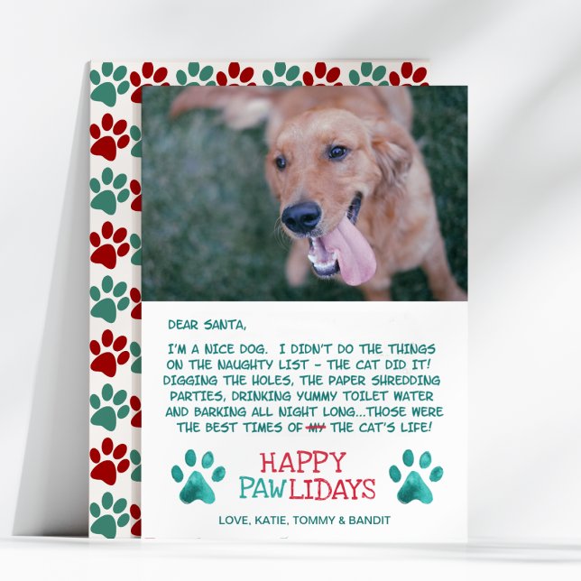 Dear Santa Pawlidays Dog Photo Christmas Holiday Card (Creator Uploaded)