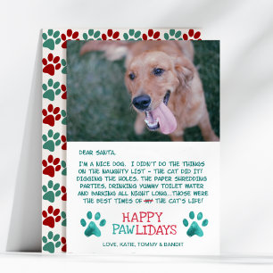 Dear Santa Pawlidays Nice Dog Photo Christmas Holiday Card