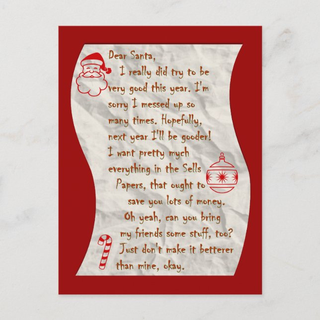 Dear Santa, Postcard (Front)