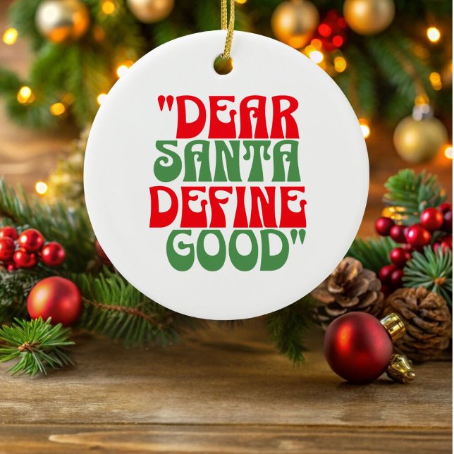 Dear Santa Red and Green Groovy Font Ornament (Creator Uploaded)