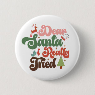 Dear Santa Retro Groovy Christmas Holidays 6 Cm Round Badge