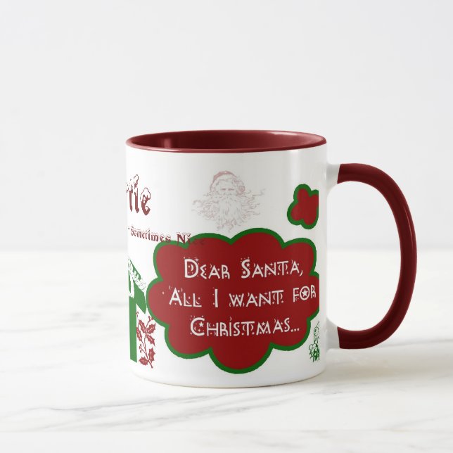 Dear Santa Ringer Mug - Personalise Name/Message (Right)