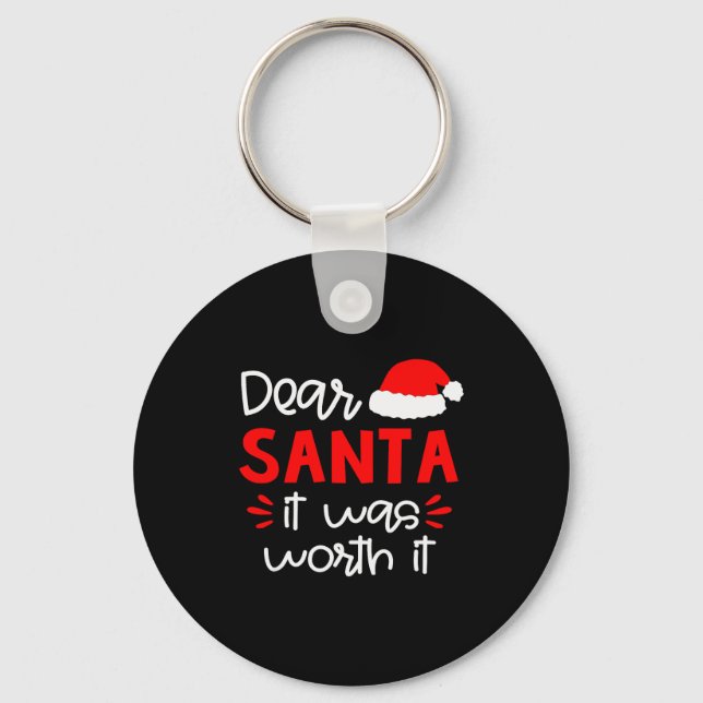 Dear Santa Shirt Funny Matching Family Christmas P Key Ring (Front)