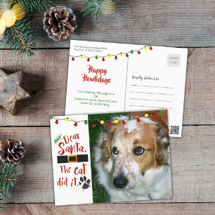 Dear Santa, the cat did it - Dog-Lover Holiday Postcard