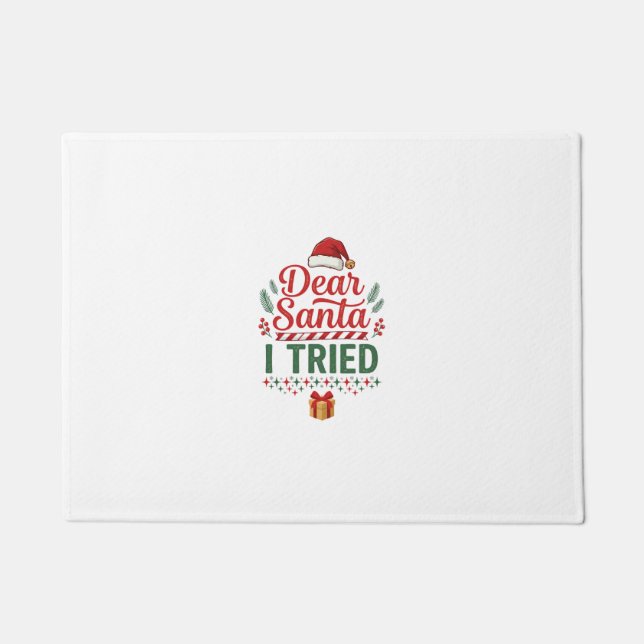 Dear Santa Tried Christmas Hat Present Box Doormat (Front)