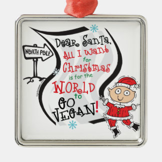 Dear Santa Vegan Wish Metal Tree Decoration