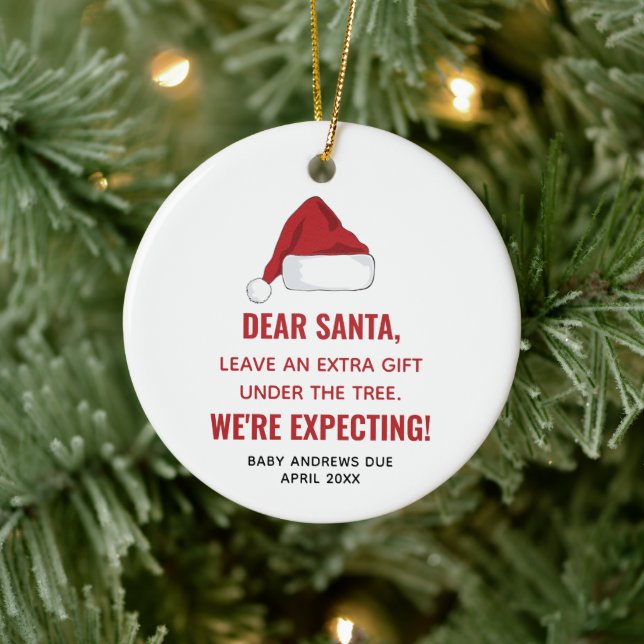 Dear Santa We're Expecting Personalised Pregnancy Ceramic Tree Decoration (Tree)