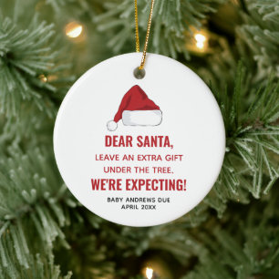 Dear Santa We're Expecting Personalized Pregnancy Ceramic Tree Decoration