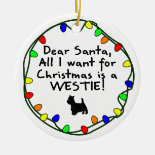 Dear Santa Westie Ceramic Tree Decoration
