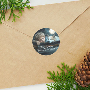 Dear Santa We've Been Good Holiday Photo Classic Round Sticker