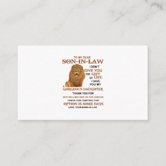Dear Son-In-Law I Gave You My Gorgeous Daughter Enclosure Card