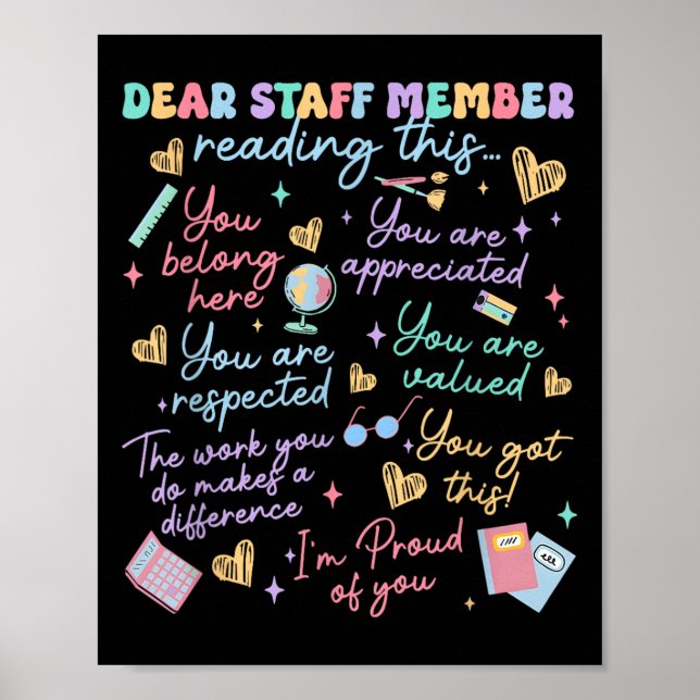 Dear Staff Member Reading This School Front Office Poster (Front)