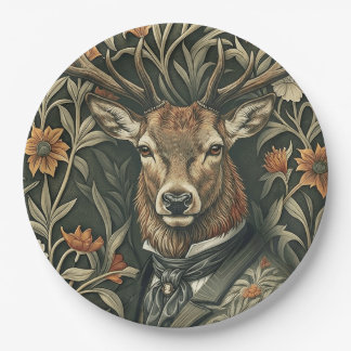 Dear Stag in Vintage Clothing Magic Woodland Paper Plate