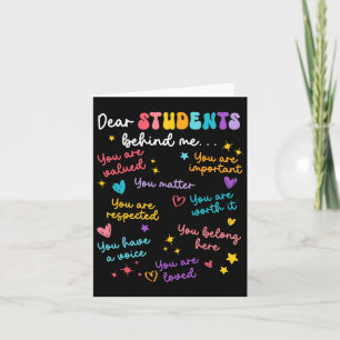 Dear Student Behind Me Back To School Teacher Appr Card