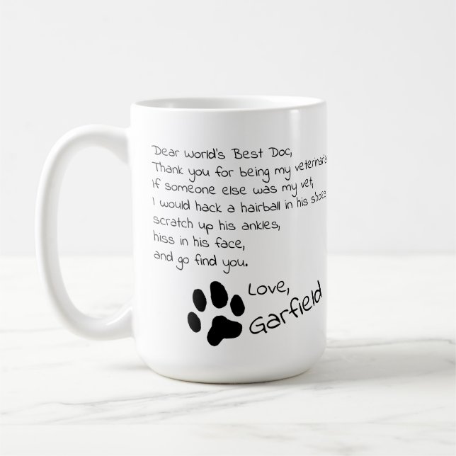 Dear Veterinarian Customizable Pet Name Coffee Mug (Left)