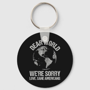 Dear World Were Sorry World Map Key Ring