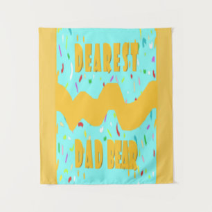 Dearest Dad Bear fun design med blue mustard colou Tapestry