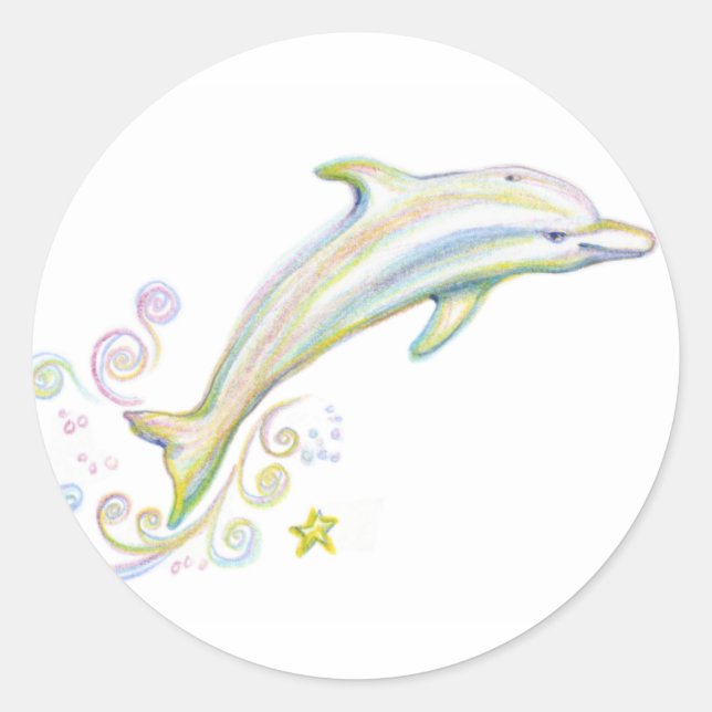 Dearest Dolphin Classic Round Sticker (Front)