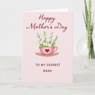 Dearest Nana Floral Heart Card