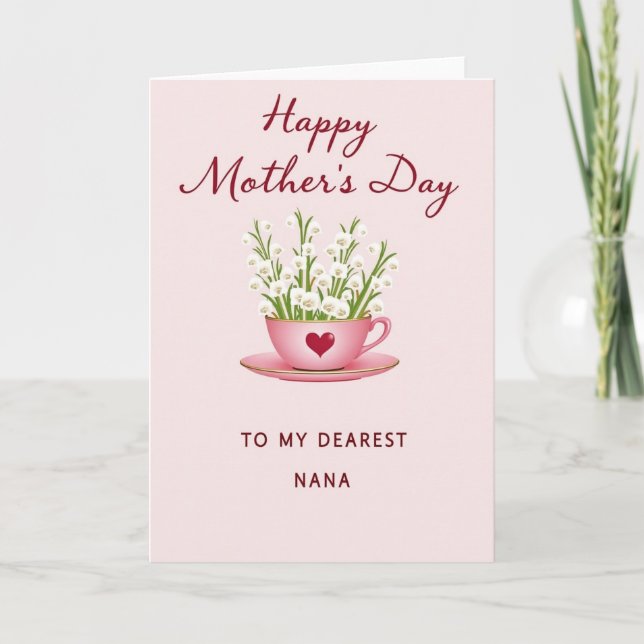 Dearest Nana Floral Heart Card (Front)