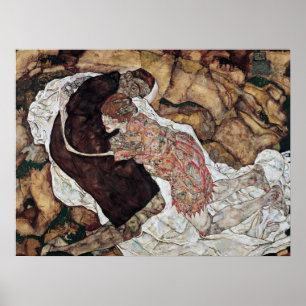 death and girl painting by Egon Schiele Poster