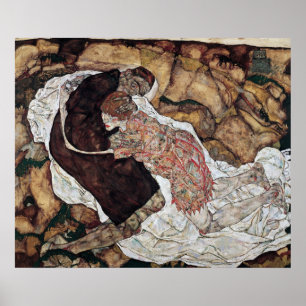 death and girl painting by Egon Schiele Poster