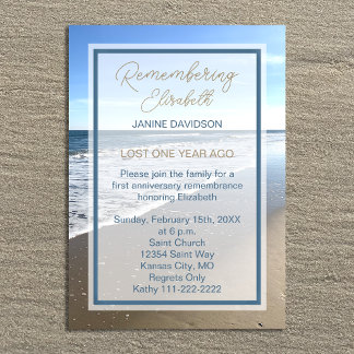 Death Anniversary Beautiful Beach Invitation