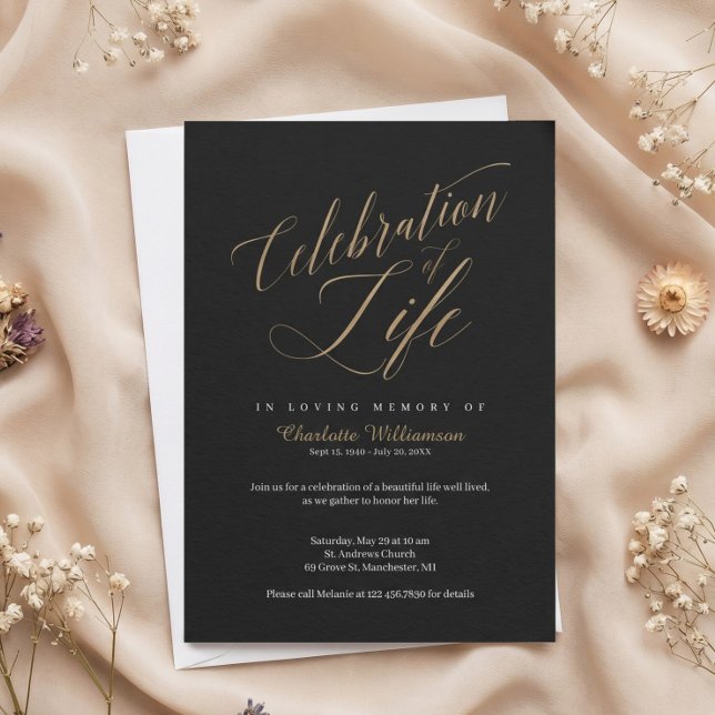 Death Anniversary Celebration of Life Calligraphy Invitation (Death Anniversary Celebration of Life Calligraphy Invitation)