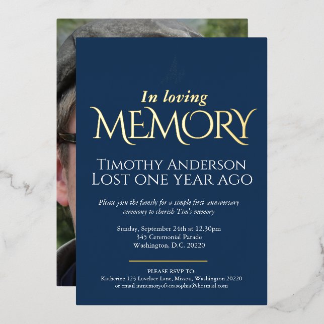 Death Anniversary white dove blue white photo (Front/Back)